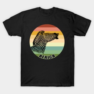 Zebra with Toothy Smile on Vintage Retro Africa Sunset T-Shirt